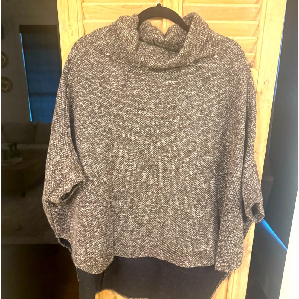 Poncho type sweater. Brown heathered